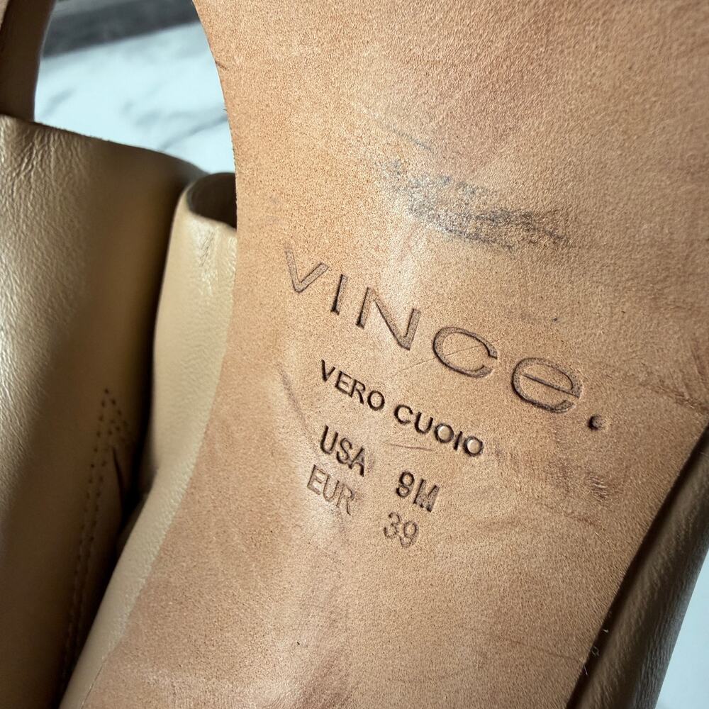 Vince Quinn Leather High Heel Mule Sandals in Cappuccino Size 9 - Picture 8 of 8